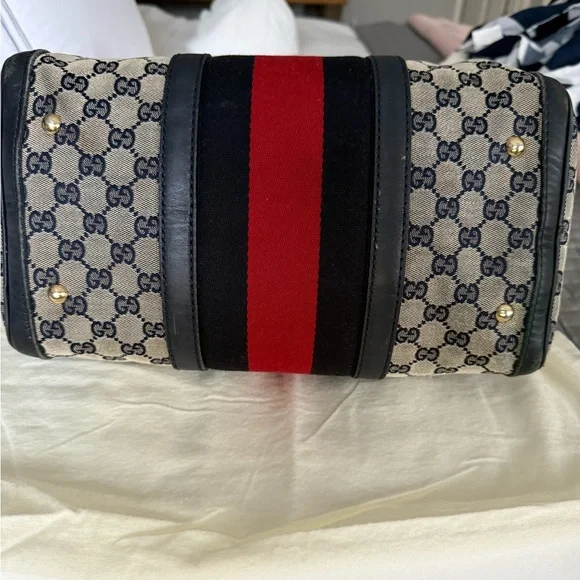Gucci Blue and Red Striped Boston Bag - Picture 15 of 17